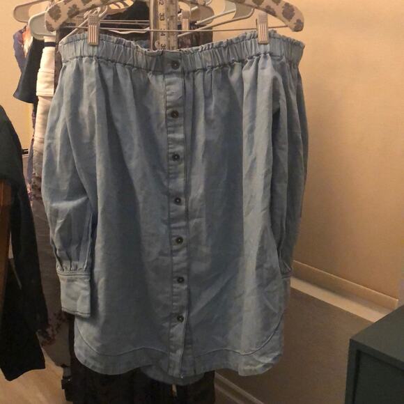 Free People Light Blue Off-Shoulder Tunic - Picture 2 of 4